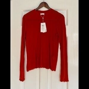 Villa Tencel Orange Ribbed Long Sleeved T-Shirt XL